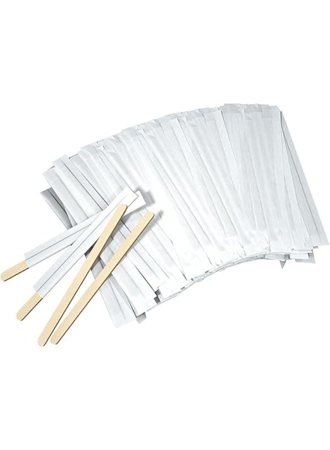 14 cm Disposable Wooden Coffee Stirrers [200 Pack] Individually Wrapped Stir Sticks for Tea, Hot Chocolate and Craft Projects - Image 1